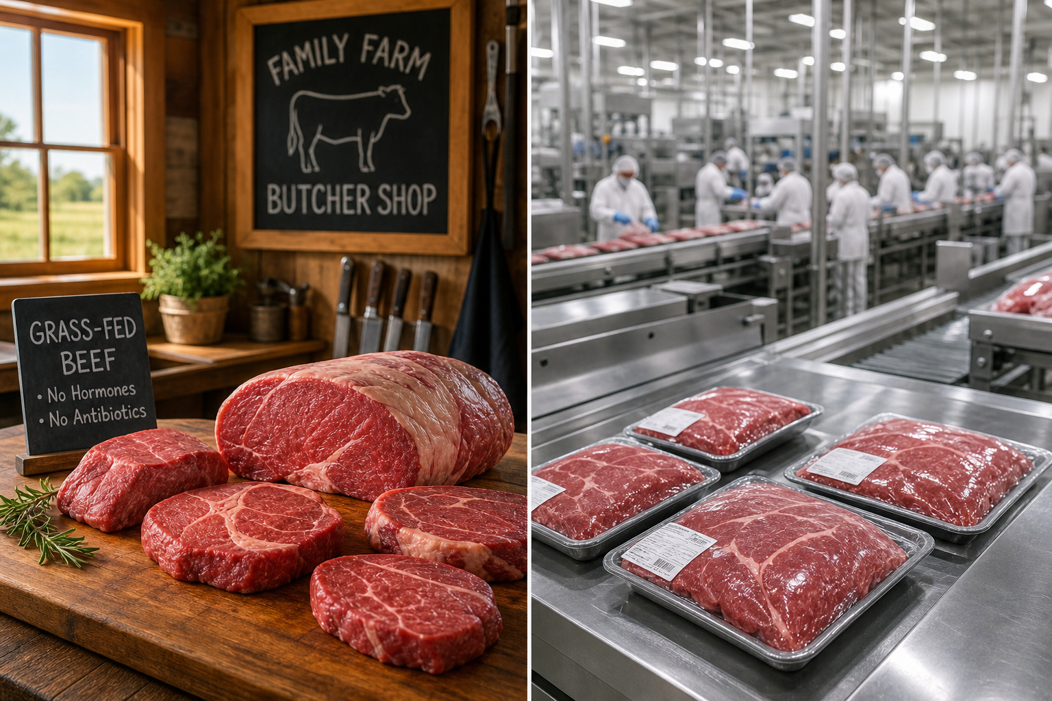 Comparison between small-scale and large-scale beef processing facilities