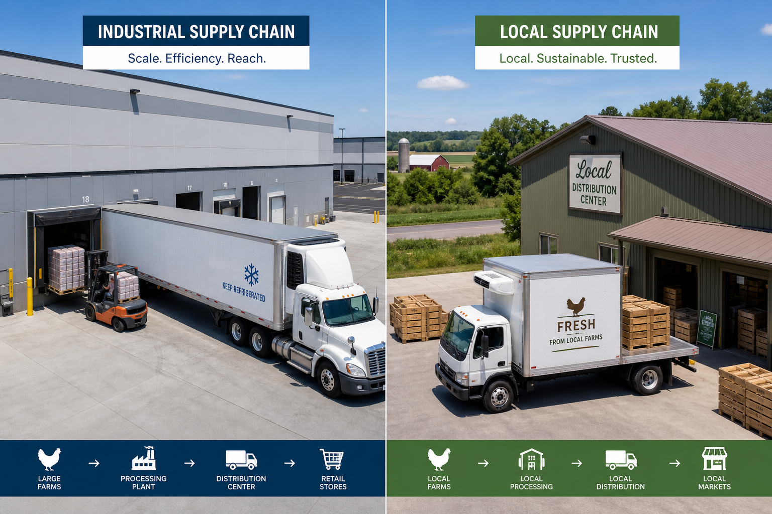 Why Chicken Prices Vary Between Grocery Stores 6 Comparison of industrial and local chicken supply chain distribution methods