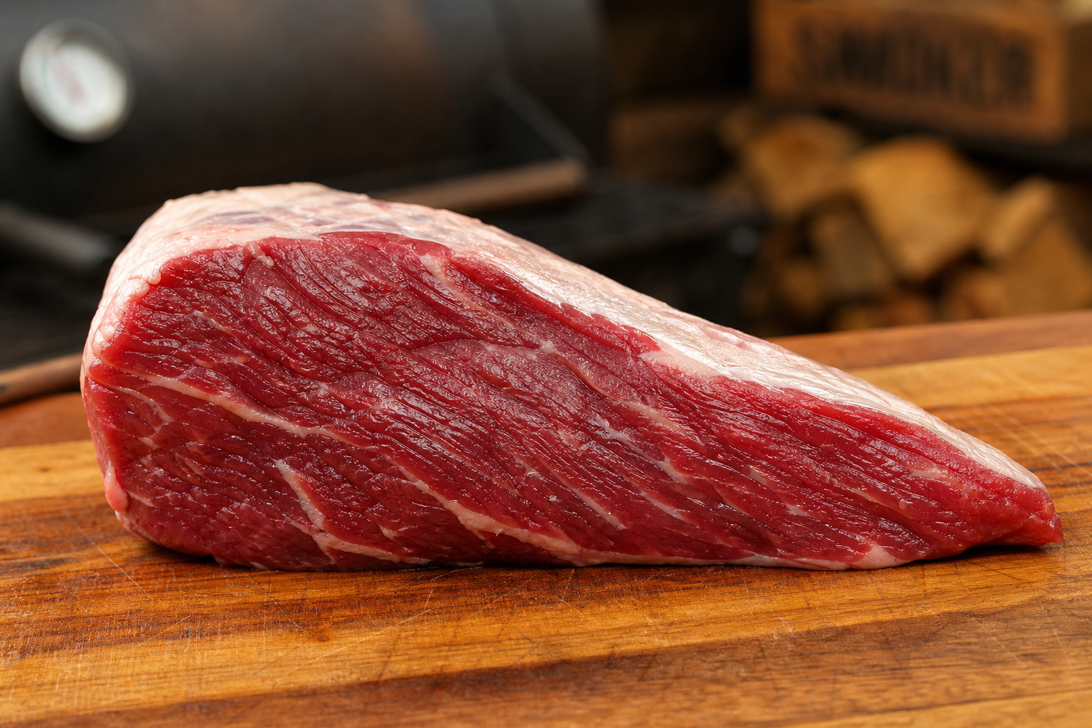 Best Budget Brisket Alternatives for Smoking (Chuck Roast & More) 10 Triangular tri-tip roast on wooden butcher block