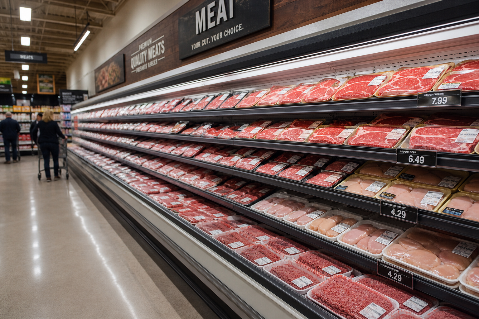 Ranking U.S. Grocery Store Meat Departments by Quality 5 Modern grocery store meat department with organized display cases