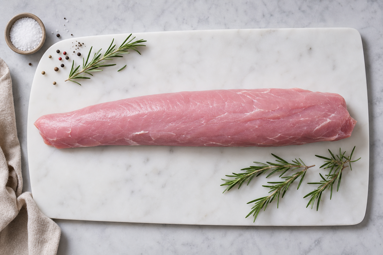 Pork Tenderloin: Buying Guide, Prices & Cooking Tips 7 Raw pork tenderloin on white marble cutting board