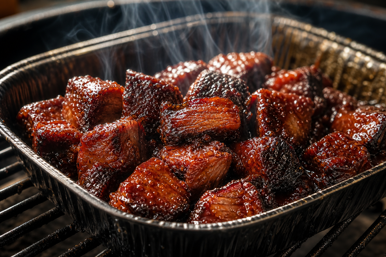 Poor Man's Burnt Ends From a Cheap Chuck Roast 7 Caramelized chuck roast burnt ends glazed in BBQ sauce on a smoker