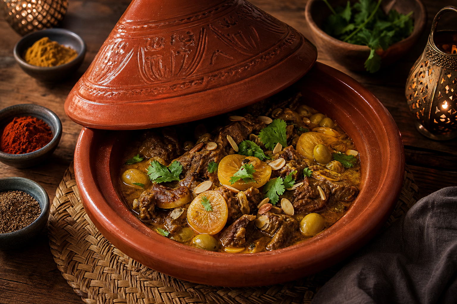 10 Elegant Lamb Dinner Ideas 17 Moroccan braised lamb tagine with preserved lemon olives saffron broth cilantro and toasted almonds