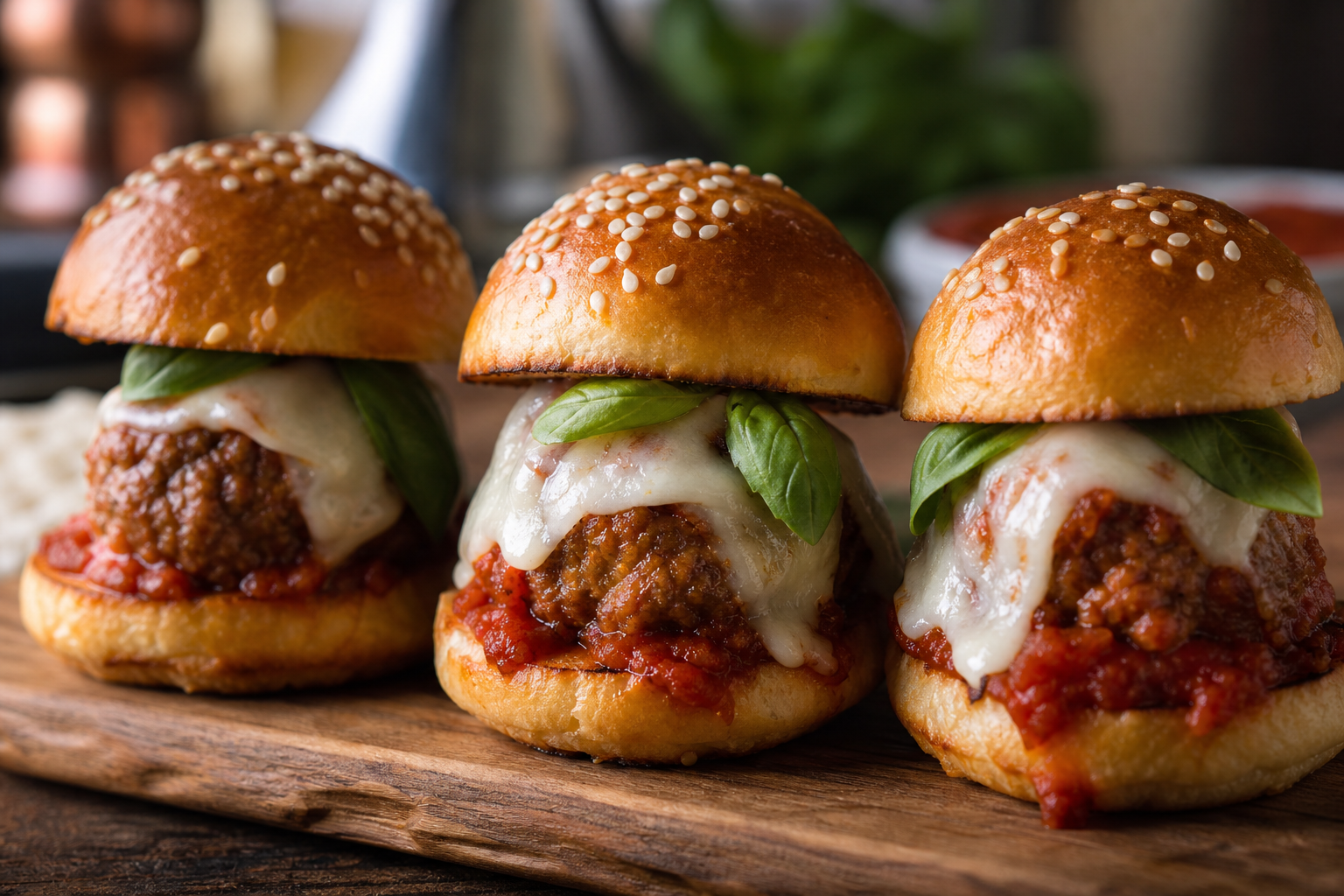 15 Meatball Recipe Ideas for Every Occasion 27 Meatball sliders on toasted brioche buns with marinara and melted mozzarella