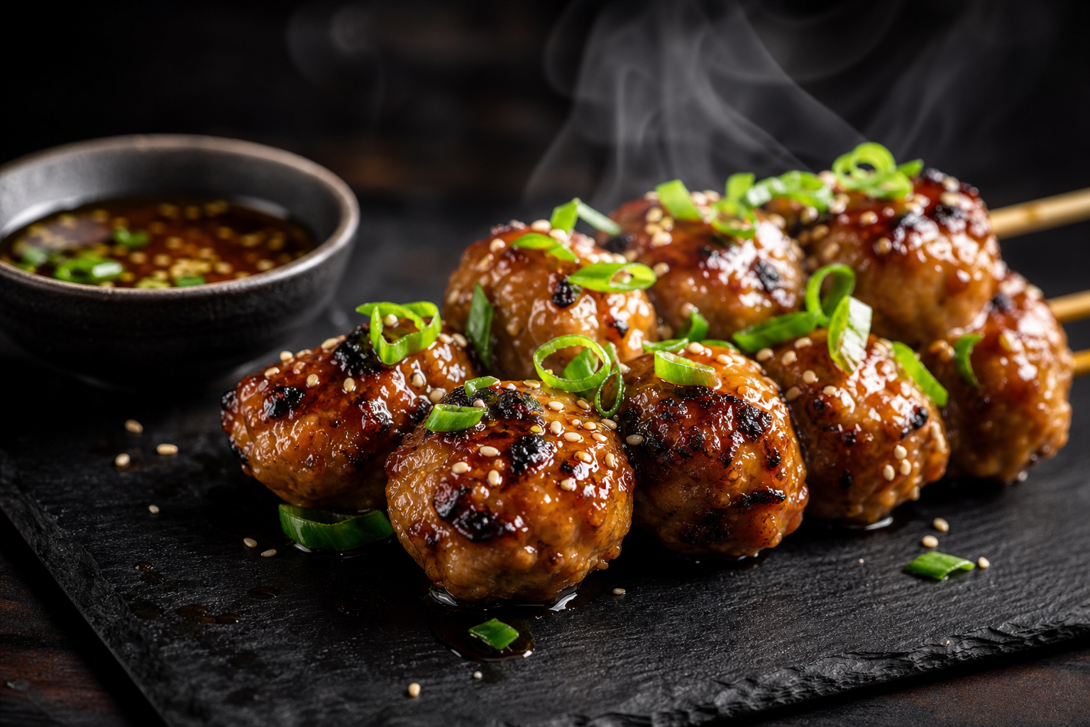 15 Meatball Recipe Ideas for Every Occasion 23 Japanese chicken tsukune meatball skewers glazed with tare sauce and sesame seeds