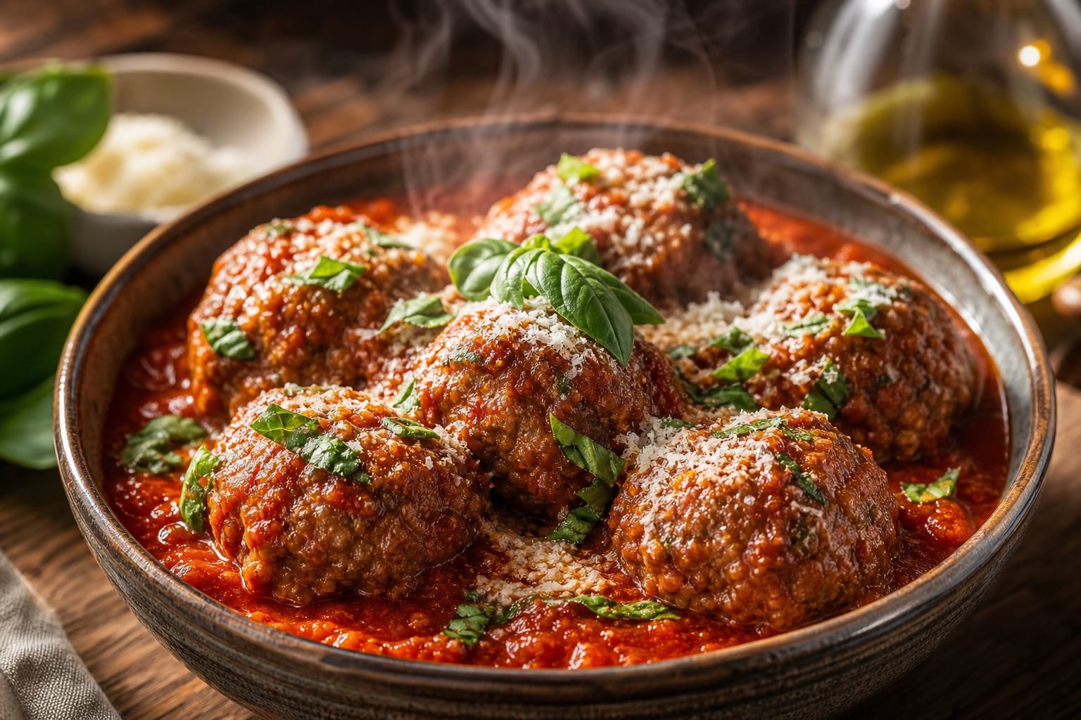 15 Meatball Recipe Ideas for Every Occasion 17 Large Italian meatballs in rich tomato sauce topped with fresh basil and Parmesan