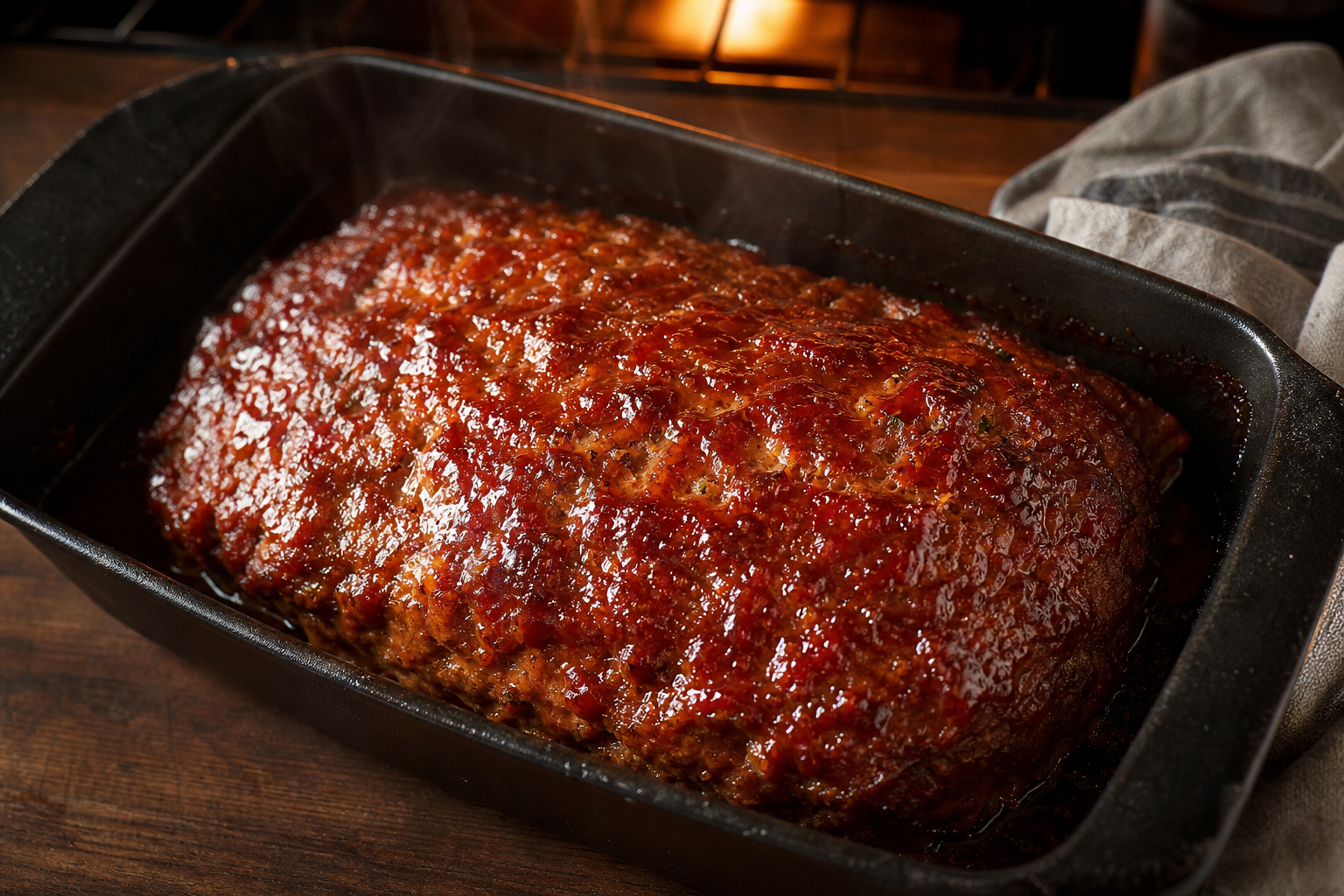12 Meatloaf Recipe Ideas Worth Making 15 Whole glazed meatloaf in cast iron loaf pan with glossy caramelized ketchup glaze