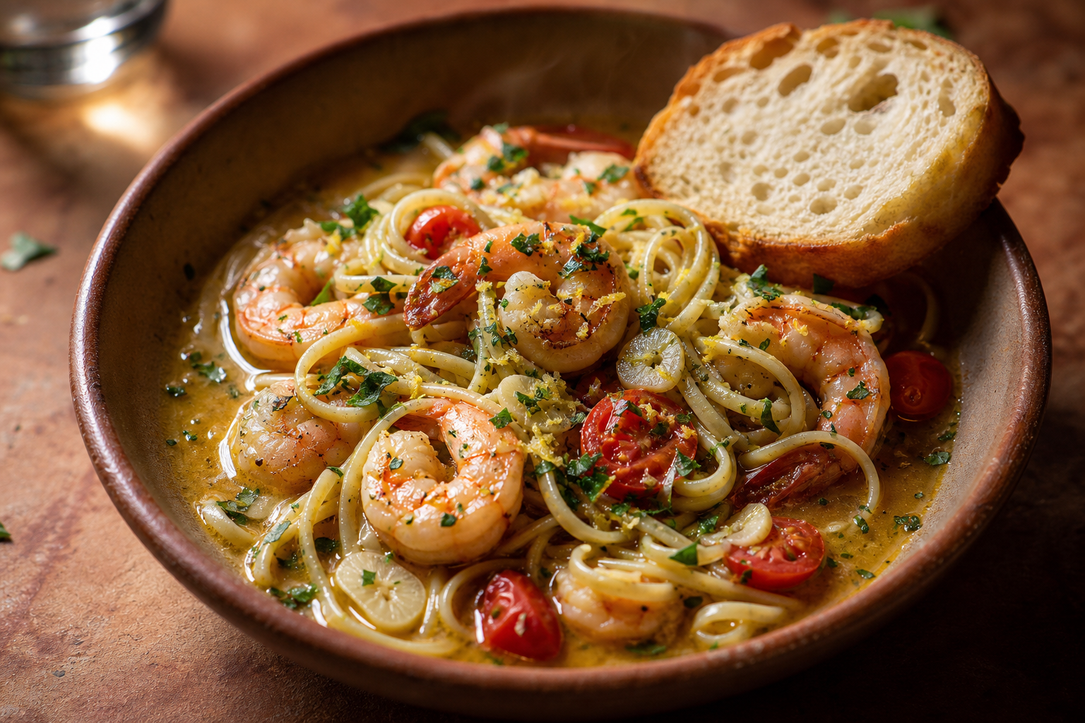 15 Pasta Dinner Ideas for Comfort Food Nights 28 Linguine with shrimp in garlic white wine sauce with cherry tomatoes, parsley, and lemon zest
