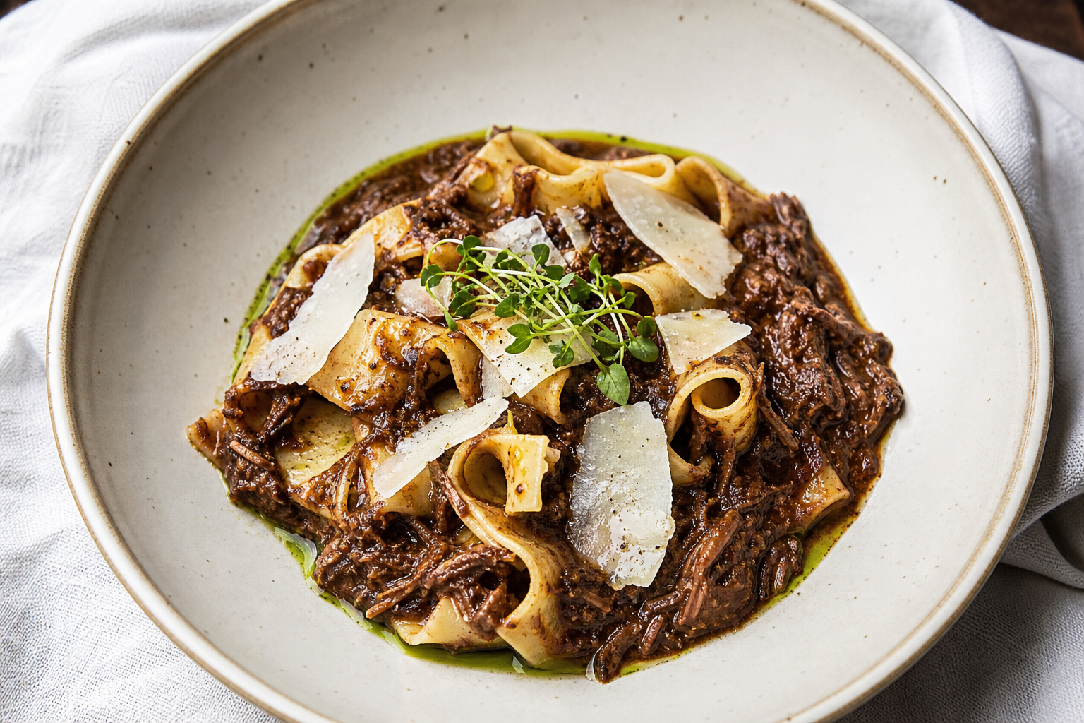 15 Pasta Dinner Ideas for Comfort Food Nights 24 Venison Bolognese over pappardelle pasta with dark meat sauce and Parmesan shavings from above