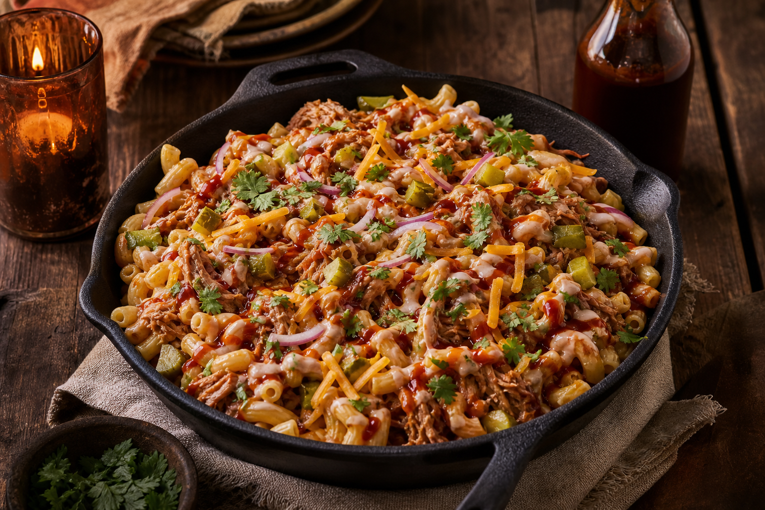 15 Pasta Salad Ideas for Summer Cookouts 30 Smoky barbecue pasta salad with pulled pork, pickles, cheddar, and BBQ ranch dressing in cast iron