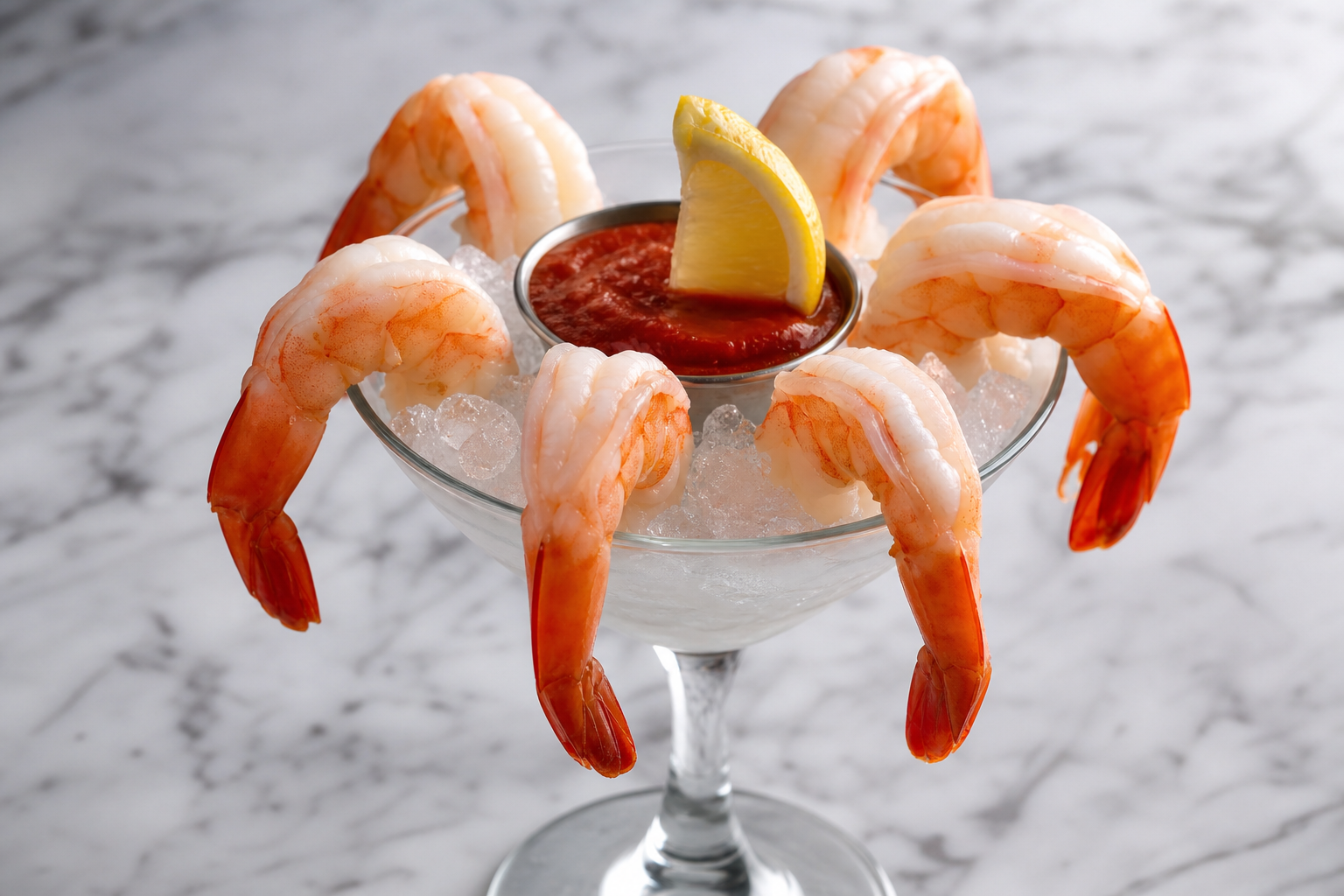 15 Shrimp Appetizer Ideas for Entertaining 17 Classic shrimp cocktail in a martini glass with cocktail sauce and lemon wedge