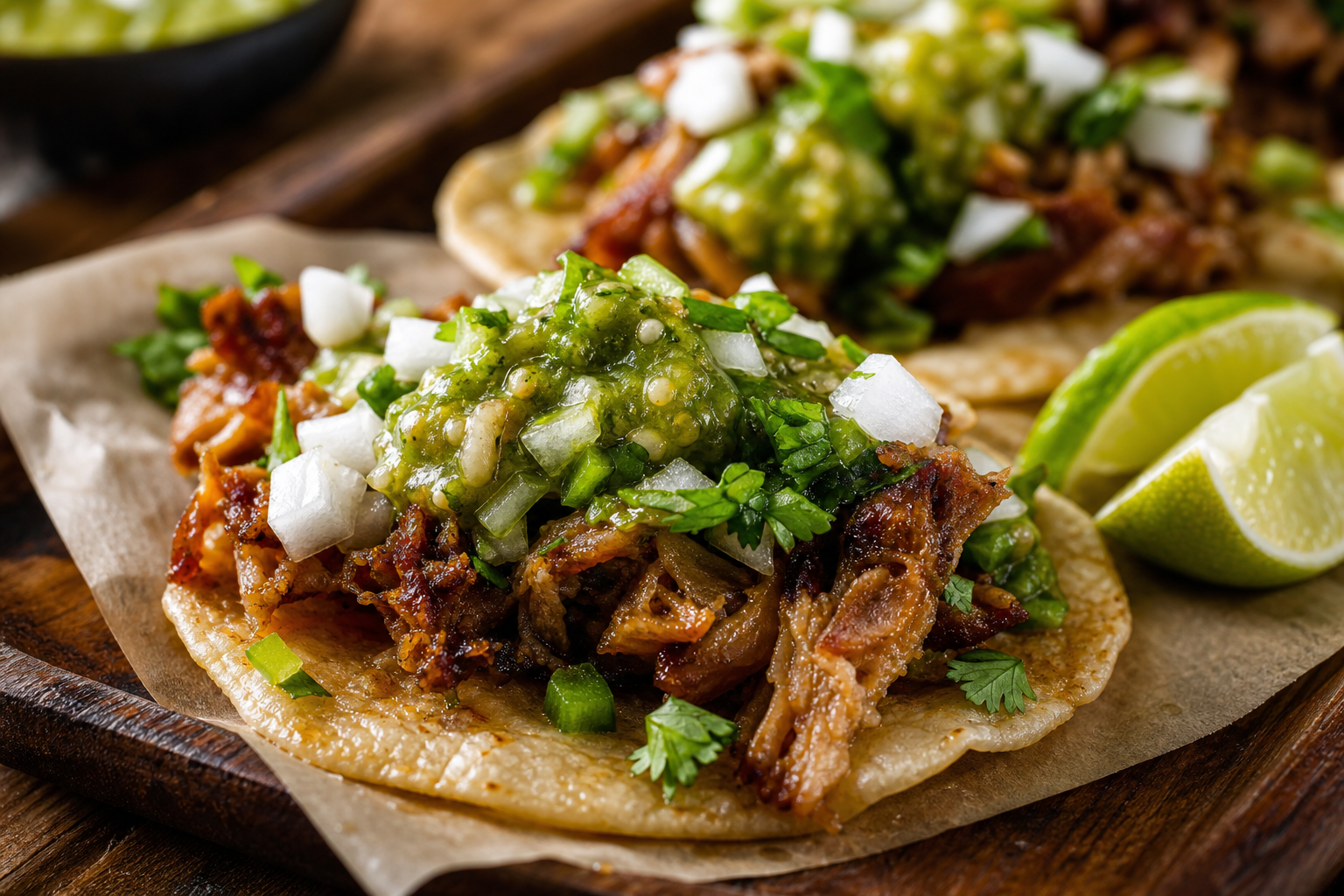 15 Taco Night Meat Filling Ideas 20 Street-style carnitas tacos on corn tortillas with cilantro, onion, jalapeño, and tomatillo salsa