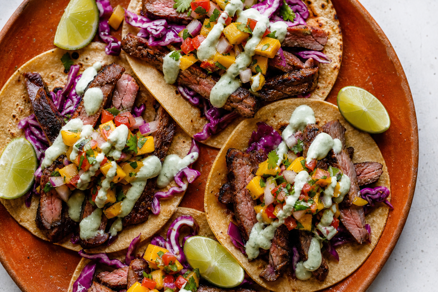 15 Taco Night Meat Filling Ideas 25 Chipotle grilled sirloin steak tacos with mango pico de gallo, cabbage, and lime crema