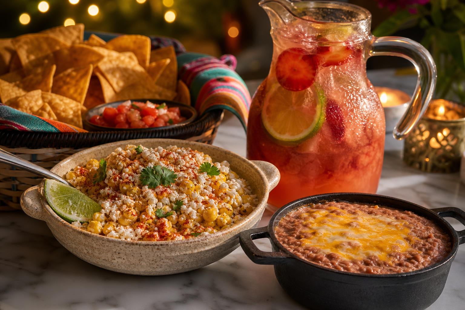 15 Taco Night Meat Filling Ideas 31 Taco bar side dishes with Mexican street corn, refried beans, chips, salsa, and agua fresca
