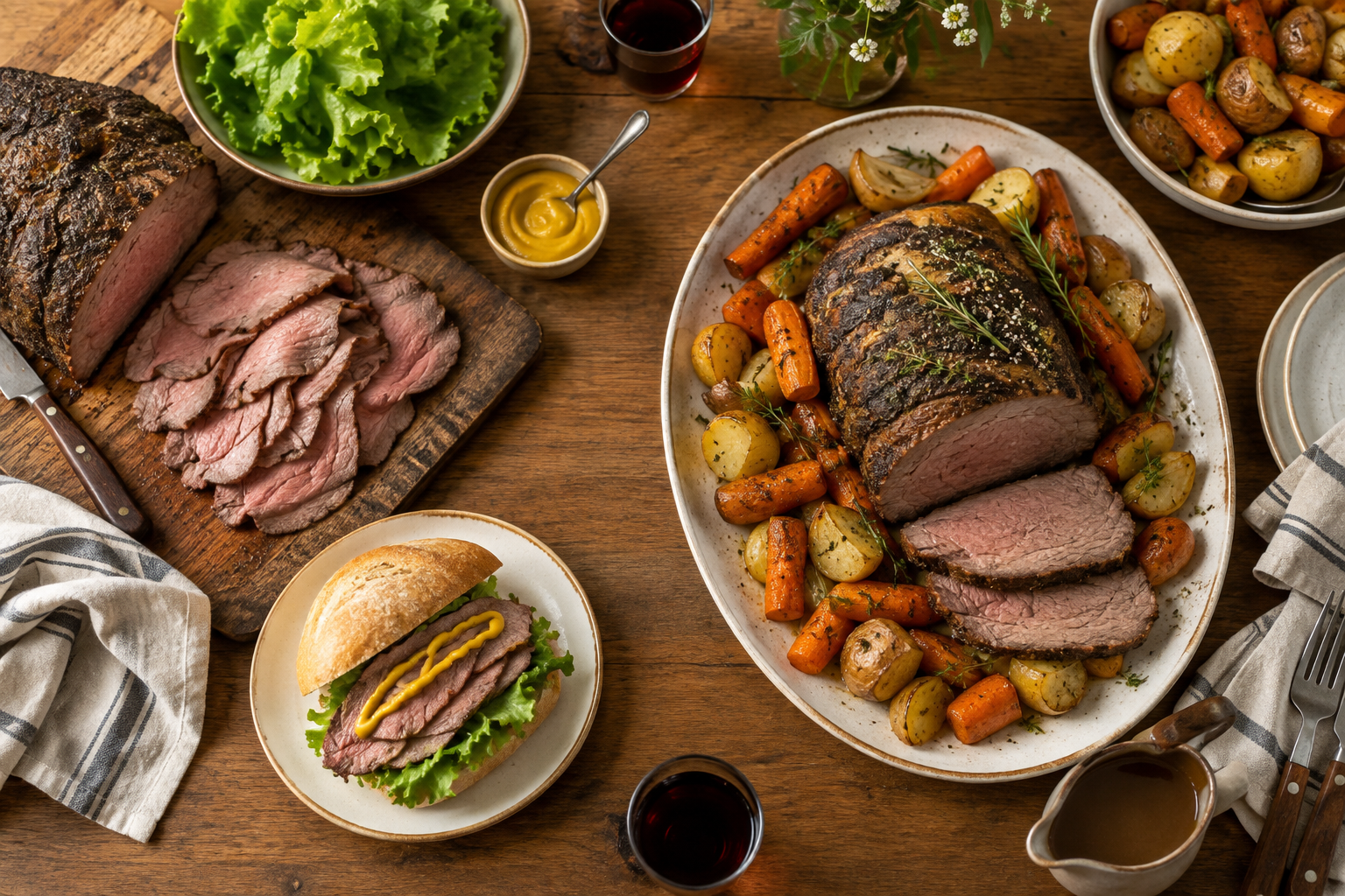 Eye of Round vs Sirloin Tip: Which Budget Roast Is Better? 9 Two beef dishes showing different culinary uses for roast cuts
