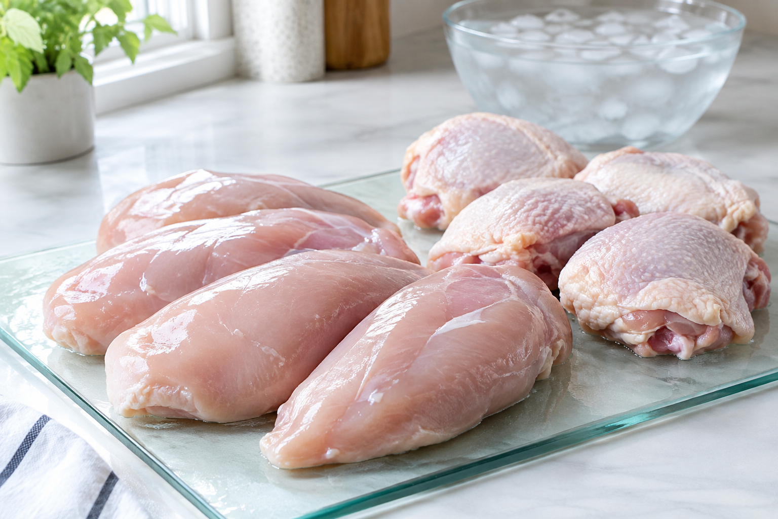 Can You Refreeze Meat After Thawing It? Beef, Pork, and Chicken Guide 6 Raw chicken breasts and thighs on a cutting board after thawing