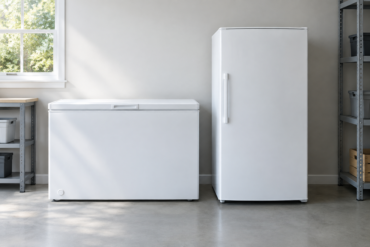 How Much Freezer Space Do You Need for a Whole Cow? 9 Chest freezer and upright freezer side by side for comparison