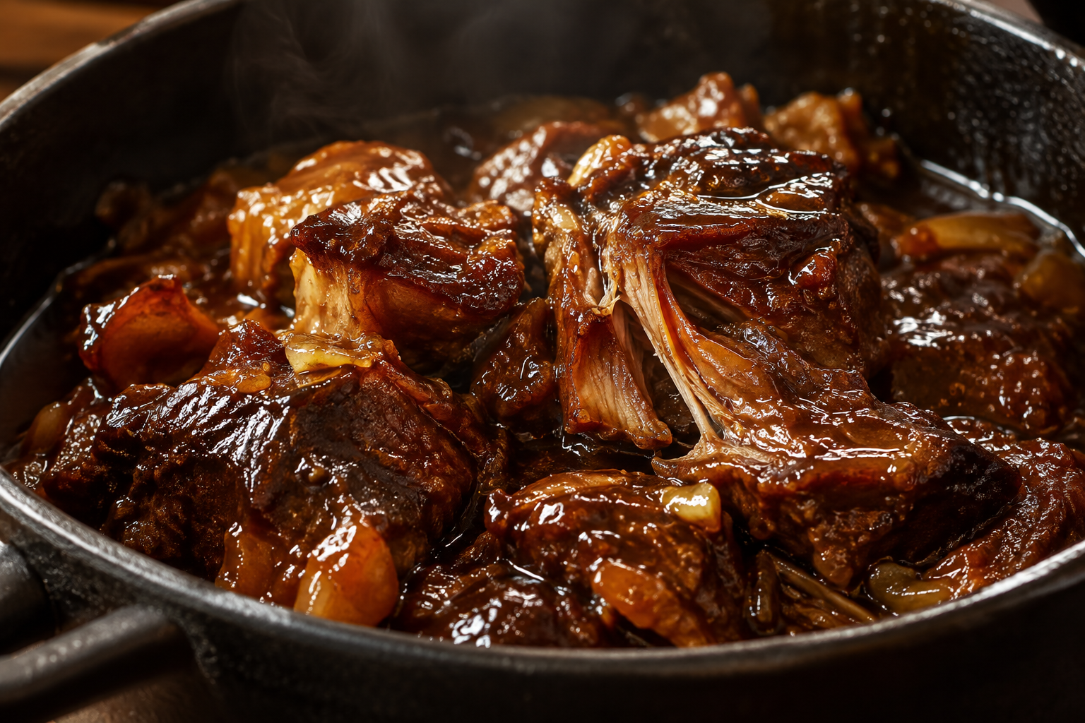 Oxtail vs Beef Shank: Which Gives You More Meat for a Braise? 7 Close-up of glossy, gelatin-rich braised meat with tender texture