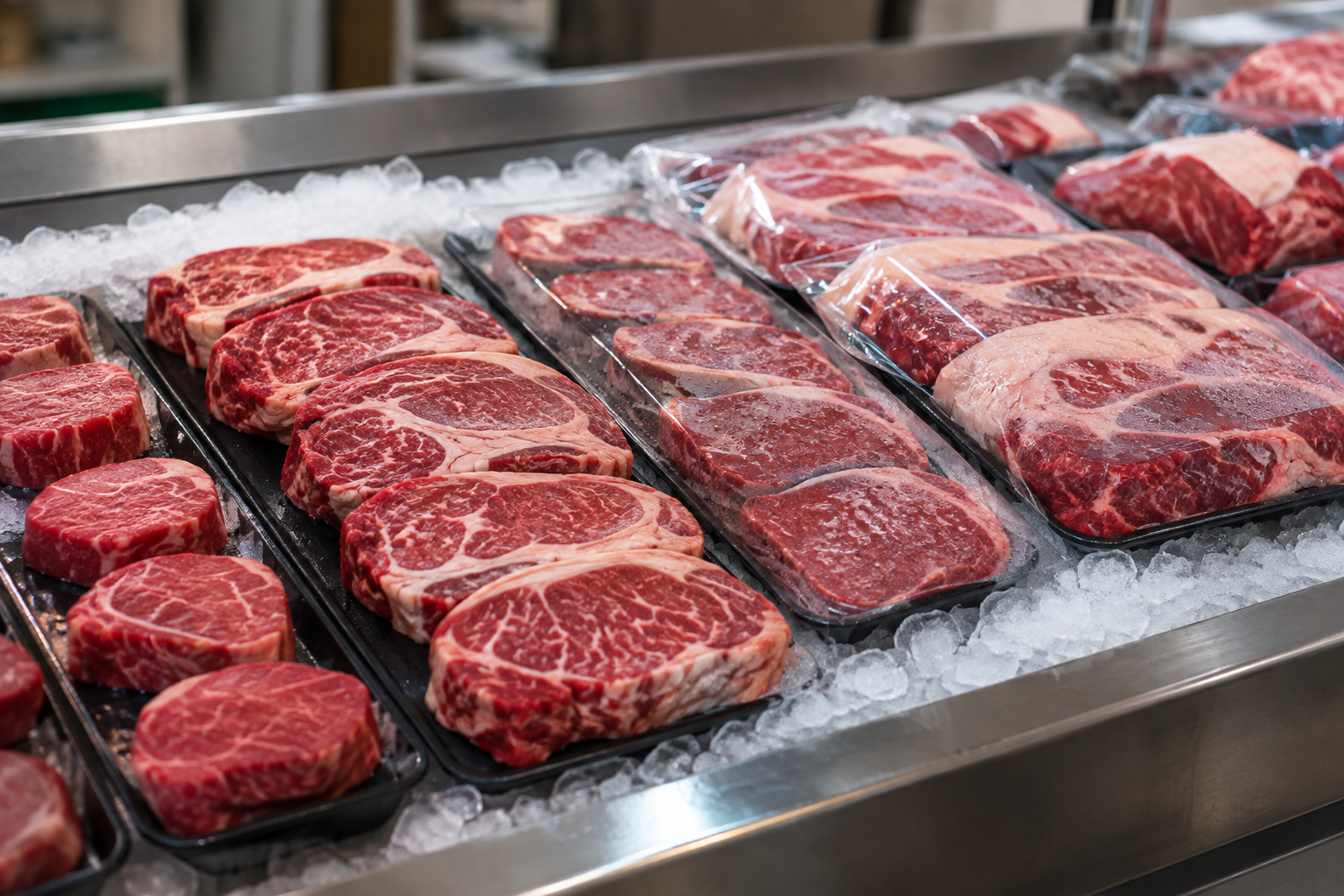 How to Tell Whether a Meat Sale Is Actually a Deal 7 Various sizes and grades of steak cuts displayed side by side at a butcher counter