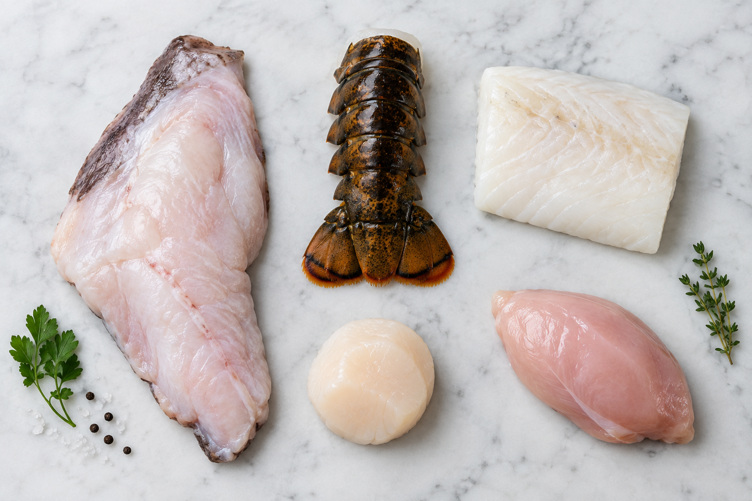 What Does Monkfish Taste Like? Texture, Flavor, and Best Ways to Cook It 8 Assortment of monkfish, lobster, cod, scallop, and chicken for comparison