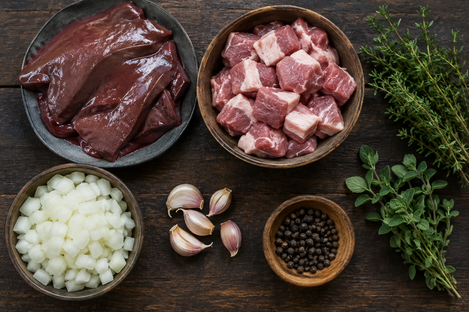 Liverwurst vs Braunschweiger: What's the Difference? 8 Raw ingredients including liver, pork, onions, and herbs used in liver sausage