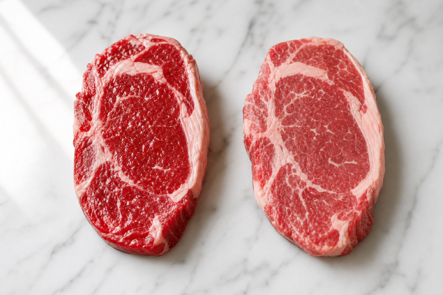 Fresh vs Frozen Meat: When Paying More for Fresh Makes No Sense 6 Side-by-side comparison of fresh and thawed frozen steak showing similar quality