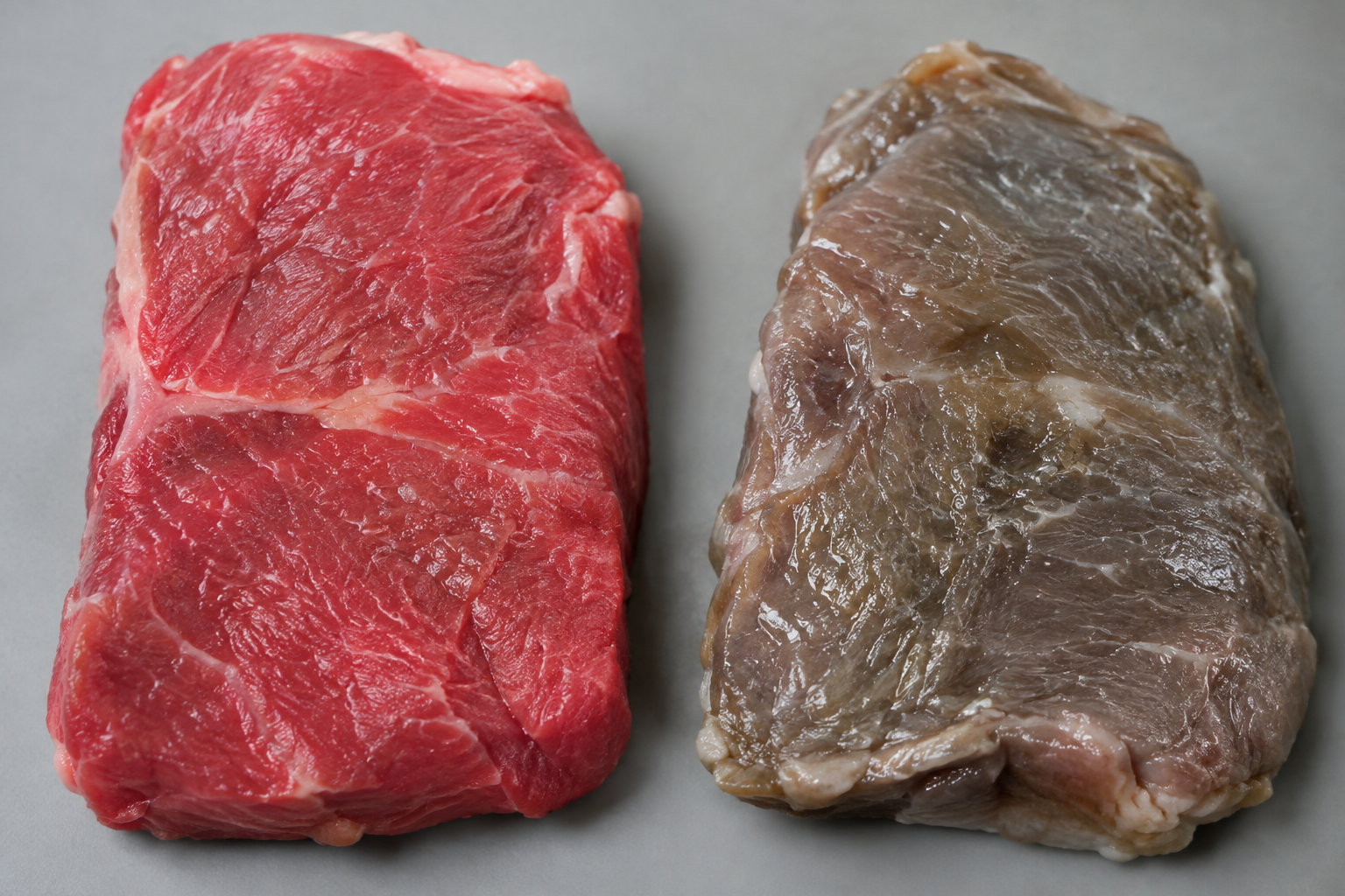 Can You Refreeze Meat After Thawing It? Beef, Pork, and Chicken Guide 7 Side-by-side comparison of fresh meat versus spoiled meat