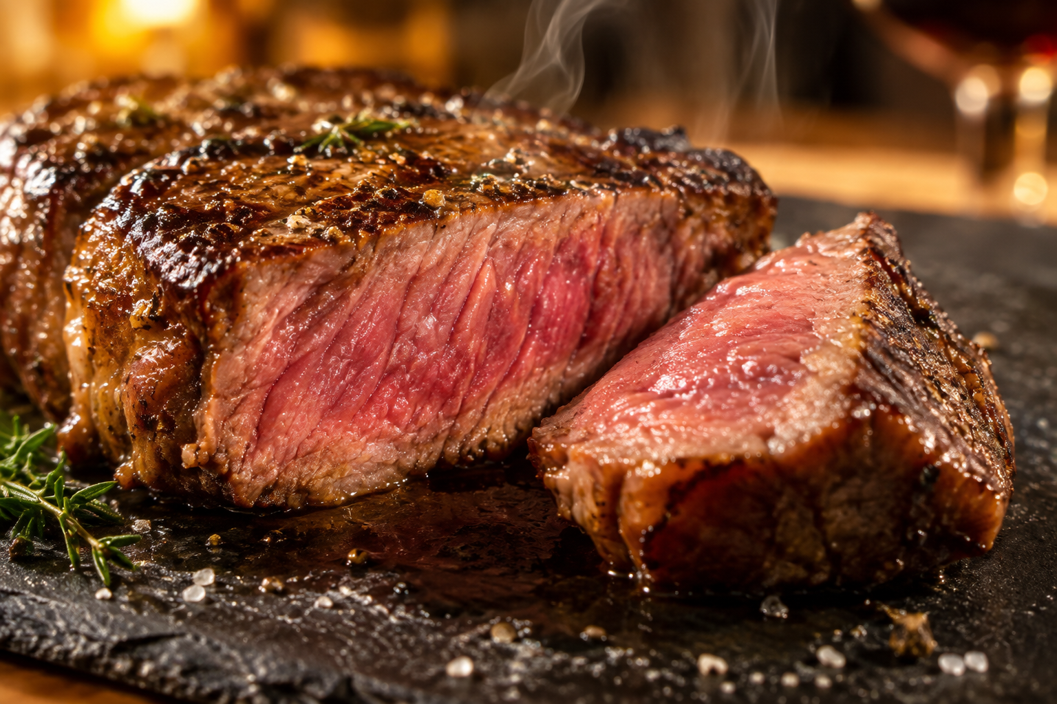 What Is Merlot Steak? Where It Comes From and How to Cook It 6 Close-up of a sliced Merlot steak showing tender, juicy interior