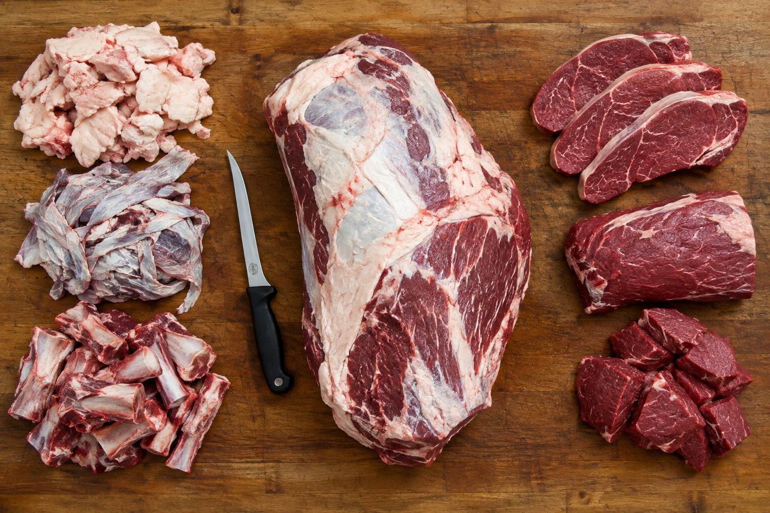 Buying Meat in Bulk: When the Lower Price per Pound Really Saves Money 8 Butcher's cutting board showing trimmed fat and waste next to usable meat