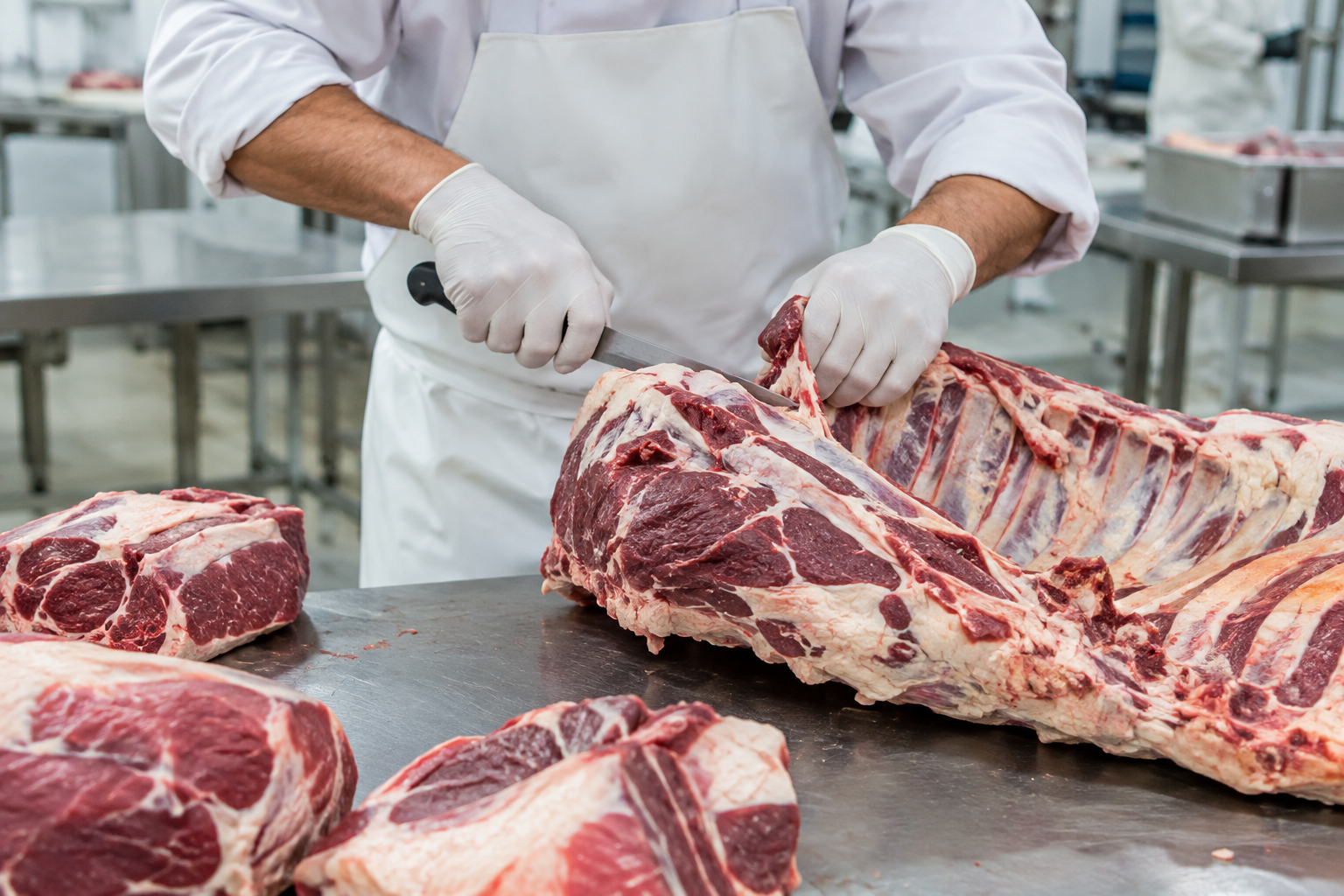 How Much Freezer Space Do You Need for a Whole Cow? 8 Butcher processing a beef carcass affecting final meat yield