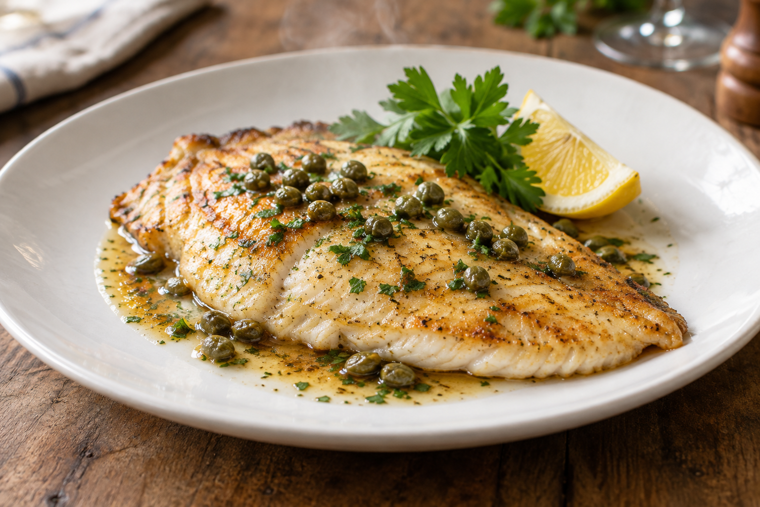 What Does Skate Wing Taste Like? Flavor, Texture, and How It Is Cooked 7 Pan-seared skate wing with brown butter and capers on a plate