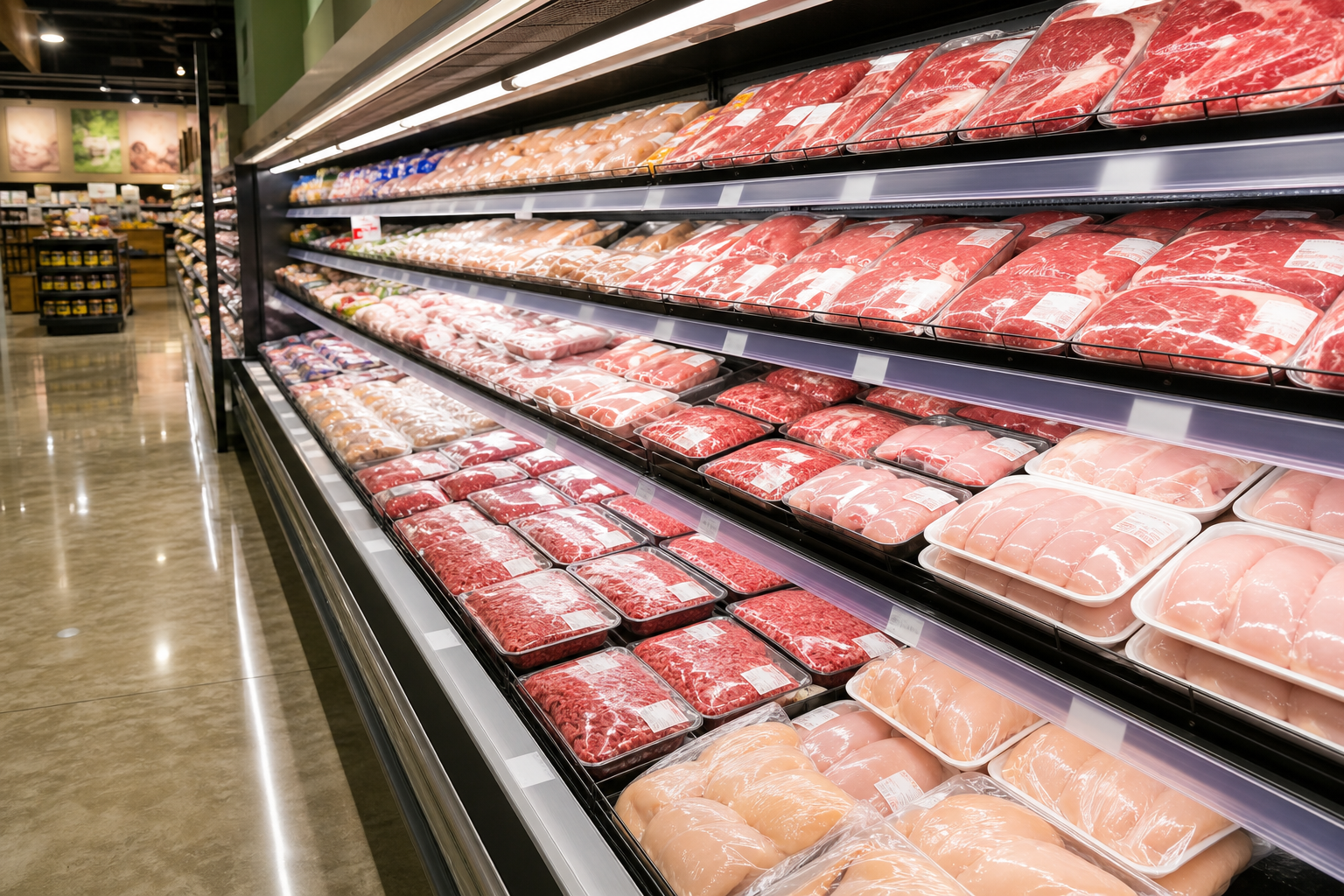 Is a Butcher Shop Worth the Extra Cost? 6 Neatly packaged meat cuts displayed in a supermarket refrigerated case